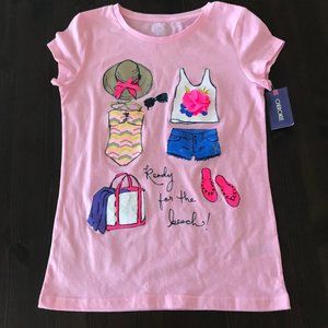 Girls 10-12 Pink Vacation Tee Shirt